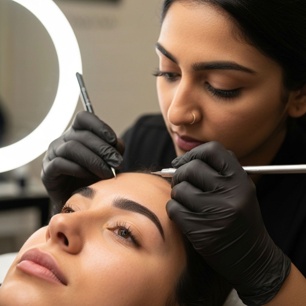 Professional eyebrow microblading